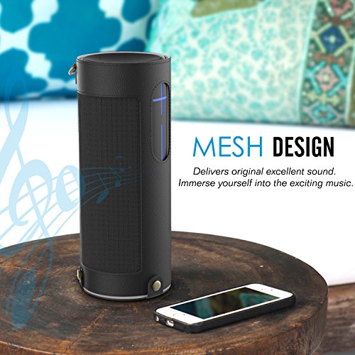 MoKo UE MEGABOOM Lautsprecher Hülle Abdeckung, Premium Kunstleder Schutzhülle Tasche Case mit Handschlaufe / Karabiner für UE MEGABOOM Bluetooth Wireless Speaker, Schwarz - 3