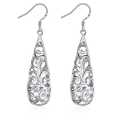 J.Rosée Boucles d'oreilles, Argent 925 5A Zircon les Anniversaires les Mariages le Jour Commémoratif un Cadeau pour les Femmes et les Mères “des Ailes d’ange” J.Rosée