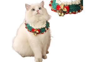 SUYUKU Collar de gato de Navidad con campanas y lazo para gatito, Papá Noel, cachorro, suministros para mascotas, accesorios (M, campana)