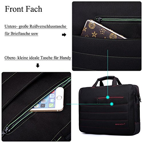 BRINCH Laptop Tasche, Nylon Gewebe Messenger Bag 17,3 Zoll leicht Henkeltasche Stoßfest Umhängetasche mit Schulterriemen für 17 – 17,3 Zoll Laptop / Notebook / MacBook / Ultrabook / Chromebook,Schwarz-Rot - 2