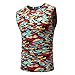 Produktbild Herren Shirt, Camouflouge Gedruckt Crewneck Regular Sweatshirt Sportswear Ärmellos Weste Top Blouse Muscle Shirt (M, Rot)
