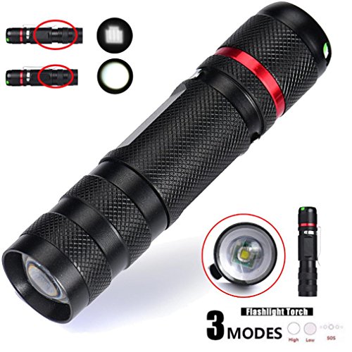 Holeider Taschenlampe Super hell Zoomable Q5 AA / 14500 Mini Fackel Schwarz - 6