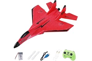 Voulliy RC Plane Remote Control Airplane 2CH 2.4G Remote Control Ready, EPP Foam RC Model Fighter Jet Aircraft for Beginner, Foam Airplane Toys,Easy for Adults and Kids (Red)