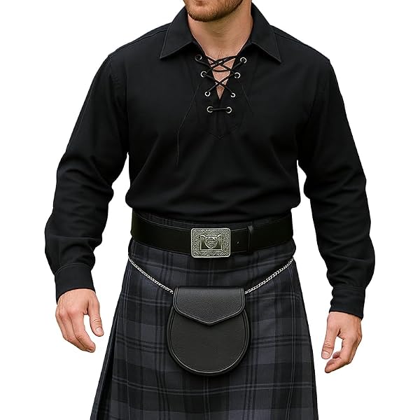 Aazon.co: Daupanzees Ens Scottish Jacobite Ghillie Kilt Shirt Casual...