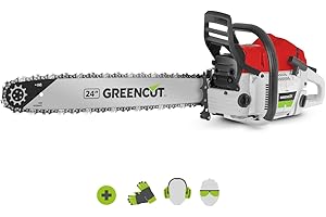GREENCUT GS750X - Benzin-Kettensäge mit 2-Takt 75cc 4,8 PS Motor mit 24'' Blatt, Easy-Start-Starter, Anti-Vibrationssystem, TRU-SHARP Technologie