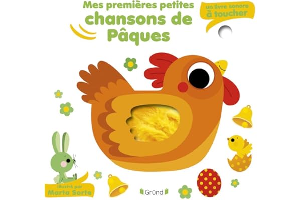 Mes premières petites chansons de Pâques – Livre sonore et éveil avec 5 puces sonores et 5 matières à toucher – Bébé dès 6 mois