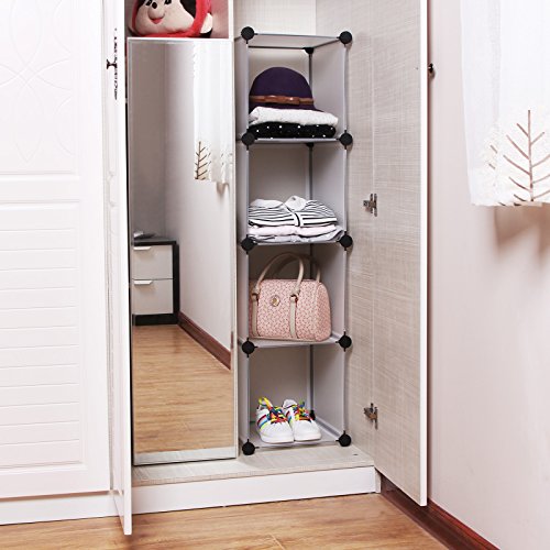 Songmics Regalsystem Cube Aufbewahrung Badregale Schuhregal Sideboard Kommode Kleiderschrank Weiß 112 x 112 x 37 cm LPC115 - 4