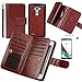 Produktbild LG G4 Hülle wallet case,xhorizon TM FM8 2 in 1 Premium Leder [Brieftasche Funktion] [Magnetisch Abnehmbar] Wristlet Geldbörse Mehrfache Karten-Schlitze Abdeckung Folio Schutzhüller für LG G4 Mit 9H gehärtetes Glas Film & Wristband USB-Kabel