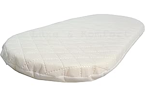 Luxe & Komfort® Baby Moses Basket Mattress Oval Shaped[28 Sizes] [Water Proof Removable Cover] Made in UK (72 x 28 x 4 CM)