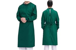 Homry Men Long Sleeves Isolation Gown Surgical Uniform Surgeon Costume Smock-frock Lab Coats XXL Size(Green)