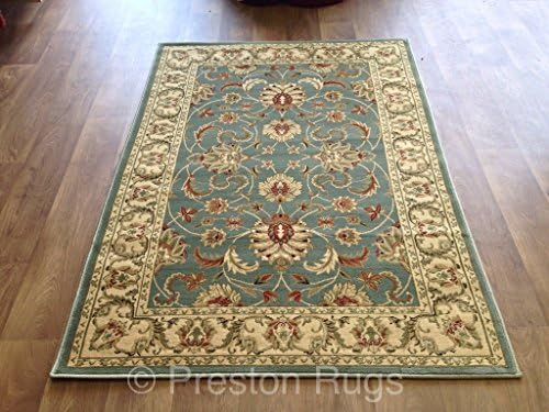Traditional-Persian/Oriental Medallion Design Green Rug, Machine Made from Polypropylene, Rectangle 160 x 235 cm (5'3" x 7'9")