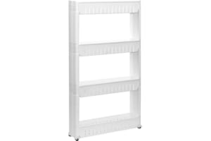 Eyepower Estantería para Nichos móvil Estante Carrito de Cocina Baño 4 Niveles Blanco