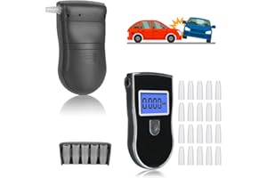 NEVYTOL Portátil Alcoholimetro, Alcolimetros con Display a LED Incluso 25 ugelli, Test Alcoholemia para Las Pruebas de Concentración de Alcohol en el Cuerpo