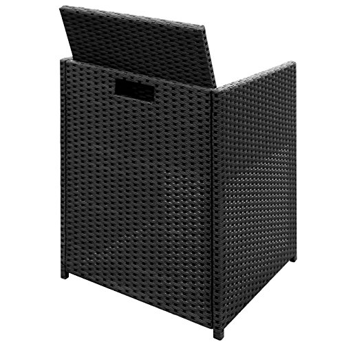 Miadomodo Polyrattan Sitzgruppe Sitzgarnitur Gartenmöbel 9-teilig in der Farbe nach Ihrer Wahl (Schwarz - Sitzkissen: Cremeweiß)