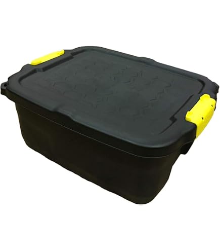 Lot 6 Boîtes Rangement Robuste 24 Litres Strata - 50x40x20cm Charge 350kg Noir/Jaune