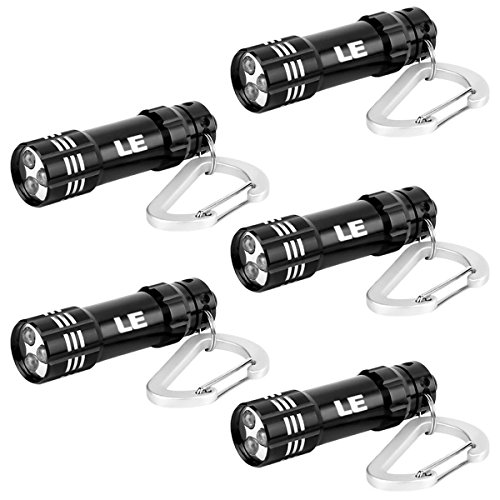 LE 5er Pack Mini Taschenlampe, Schlüsselanhänger LED Notfallleuchte, batteriebetrieb, Schwarz