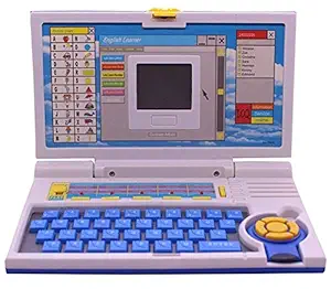 PRACHIN Educational English Learner Laptop with Keyboard Mouse for Kids 20 Activity Games- Blue