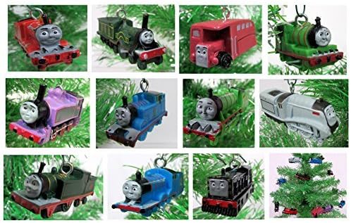 Thomas the Train 12 Piece Holiday Christmas Tree Ornament Set Featuring Thomas, Hiro, James, Percy, Belle, Spencer and Other Engine Friends Ranging from 2 to 3 Long