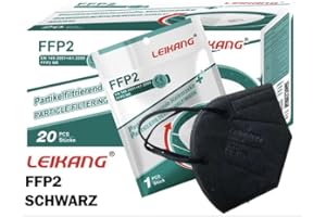 Leikang 20 FFP2 Atemschutzmaske Mundschutz Maske (Schwarz)