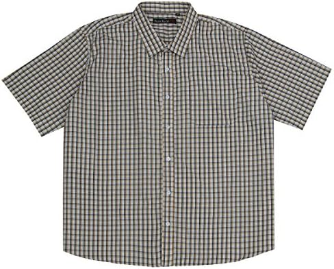 Men's Big &amp; Tall Check Shirt (Sizes 3XL-6XL) Short Sleeve Smart Casual Top