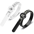 JRONGHE 2-Piece Ring Sizer Measurement Tool Reusable Finger Size Measurement Tape with Magnifying Glass, Jewelry Size Measurement Tool 1-17 US Ring Size (1 Black + 1 White)