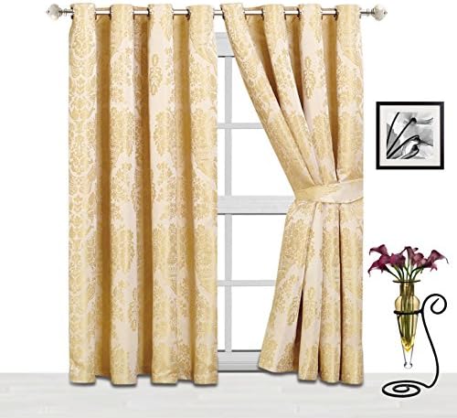 Sunrise Bedding Jacquard Ring Top / Eyelet Curtains 220 GSM Curtains for Window Treatment Ideal for Home and Offices also Give New &amp; Fresh Looks to Rooms (Cream, 90” x 108”)