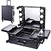 Produktbild XUE Schwarzer Studio Artist Train Make-up-Rollkoffer mit leichtem Organizer auf Rollen, Hollywood-Kosmetikset mit Spiegelleuchten für die Garderobe