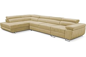 ‎KREATIVE FURNITURE & DESIGN KREATIVE FURNITURE & DESIGN Ecksofa Links 343x88x203 cm - Sofa mit Schlaffunktion - Geräumig Eckcouch - Couch L Form - Wohnlandschaft L-Form Perfekt Für Ihr Zuhause Beige Links