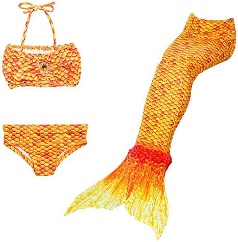 Lovkid Girls Mermaid Tail Swimsuit Gorgeous Mermaid Swimwear 3PCS Bikini Set