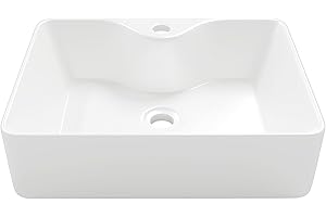 Eridanus, Vasque à Poser Rectangulaire Salle de Bain Lavabo en Céramique Lave-Mains Toilettes L48*L37*H13,5cm, Série Rufus-02