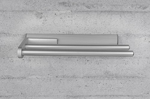 GedoTec® Moderner Design Handtuchhalter Handtuchauszug Geschirrtuchhalter ausziehbar SARAH aus Aluminium | Alu natur eloxiert | 2-armig | Höhe 41 mm | Markenqualität für Ihren Wohnbereich - 2