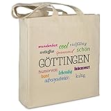 Stofftasche mit Stadt/Ort "Göttingen " - Motiv Positive Eigenschaften - Farbe beige - Stoffbeutel, Jutebeutel, Einkaufstasche, Beutel