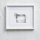 Fine Art Druck auf hochwertige Künstlerpapier von Hahnemühle Tier Charakter Kuh Mathilde Kunstdruck für Kinderzimmer.