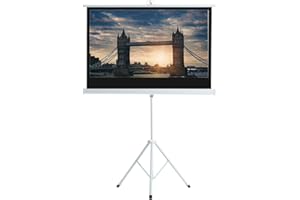 INMOZATA 50" Projector Screen and Stand, 16:9 HD Projector Screens Pull Down with Tripod Stand for Office Home Cinema Party, Indoor Outdoor Portable Projector Movie Screen for Garden