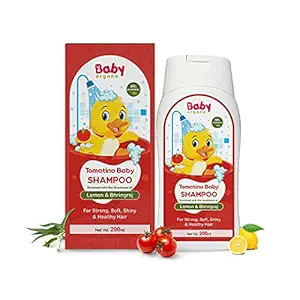 Baby Organo Tomatino Baby Shampoo 200ml | TearFree Formula | Contains Tomato seeds, Lemon & Bhringraj | 100% Ayurvedic, Absolutely Safe & Natural for new born babies | FDCA approved