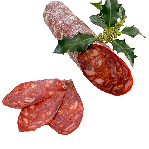 CHORIZO VELA IBÉRICA DE BELLOTA CERTIFICADA. Elaboración artesanal, curación tradicional y envasado al vacio para una mejor conservación. Peso aproximado 500 gr
