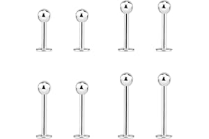 Body CAC 18g/16g Small Tragus Steel Labret Flat Back Lip Straight Studs Earrings,Medical Implant Grade Helix Piercing Jewllery