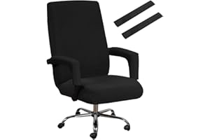 Bestenrose Funda Para Silla de Oficina Para El Asiento de La Silla Elástica Con Reposabrazos Fundas Elásticas y Lavables Juego Para Silla de Oficina Silla de Ordenador (XL, negro)