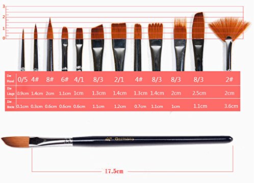 SUMERSHA Nylonhaar Pinselset Ölmalpinsel Künstler Aquarell Acryl Ölmalerei Supplies 12pcs - 6