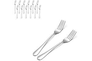 HOME SOLAZZIA Juego de 12 piezas de Tenedores de Postre de Acero Inoxidable 14 x 2 cm Acabado Pulido espejo, Tenedores pequeños con Diseño moderno y elegante.(12 Tenedores de Postre)