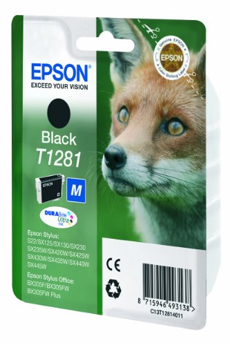 Epson Original C13T12814011 Fuchs, wisch- und wasserfeste Tinte (Singlepack) schwarz
