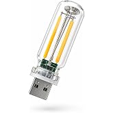 Madam Goverdi USB Bağlantılı Mini LED Lamba, Vintage Filament Ampul, Taşınabilir Gece Okuma Işığı, G&ouml;z Yormayan Sıcak Sarı Ay