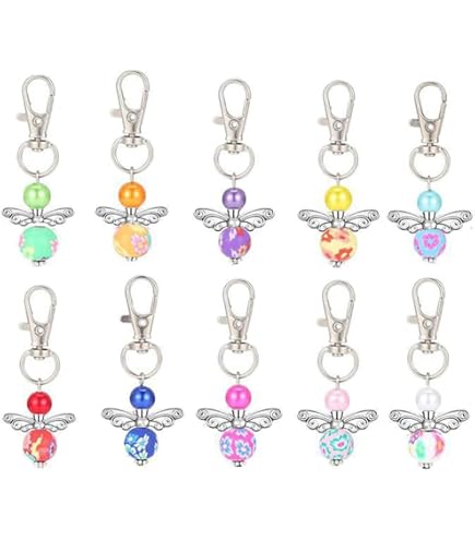 10 Stück Perlen-Engel Schlüsselanhänger – Schutzengel-Flügel Aus Metall – Für Geschenke, Taufe, Hochzeit & Party