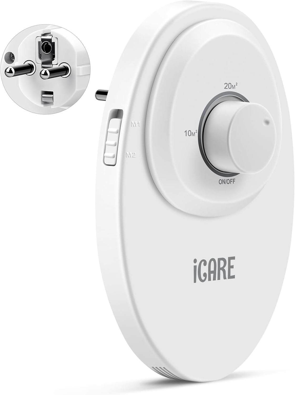 ICARE Generador de Ozono Purificador de Aire, 120 mg/h Ionizador de Aire, Eliminador de Olores Mascotas, Fácil de Usar, Maquina de Ozono para 30m² Baño, Cocina, Humo, Coches, Mascotas, Formaldehído