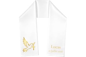 Générique Écharpe de Baptême Satiné Religieuse Personnalisée Fait Mains Plusieurs Modèles Bébé/Enfant - Cadeau Baptême