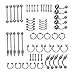 Produktbild Set 60 Stück Piercing Körper Ringe Barbell für Sprache Bauch Lippe Augenbraue Nase