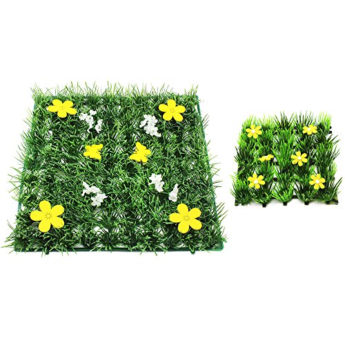 COM-FOUR® 2x Deko Gras-Matte, Kunstrasen-Dekomatte mit Blumen z.B. für Frühlings- oder Osterdekoration in verschiedenen Größen