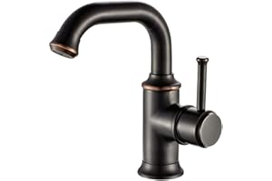 BOATX Nostalgie Retro Einhebel Waschbecken Armatur 360°Schwenkbar Einhebelmischer Bad Wasserhahn-Waschtischarmatur Hoher Auslauf für Badezimmer aus Messing Schwarz