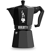 Bialetti - Moka Exclusive: 6 Cups Ocak &Uuml;st&uuml; Espresso Pişirici - 270ml - Siyah Renk - Al&uuml;minyum G&ouml;vde - Patentli G&uuml;venlik Valf