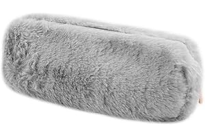 Oneyijun Trousses Scolaires en Peluche pour Enfants - Grande Capacité Souple Organisateur Fournitures Arc-en-Ciel Pochette à Crayons Mignonne pour Fille & Garçon (Gris)